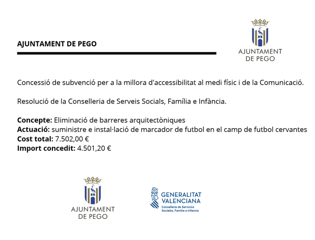 Document municipal sobre la subvenció en matèria esportiva.